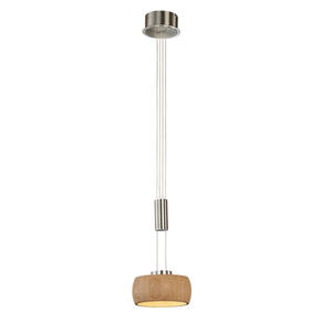 Fischer & Honsel Led-Hängeleuchte Shine-Wood, Natur, Chrom, Holz, Metall, Eiche, F, 21 cm, höhenverstellbar, Lampen & Leuchten, Innenbeleuchtung, Hängelampen, Esstischlampen