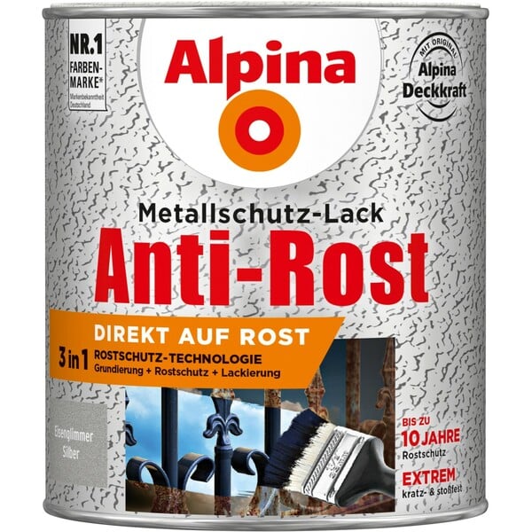 Bild 1 von Alpina Metallschutz-Lack Anti-Rost Silber Eisenglimmer 750 ml