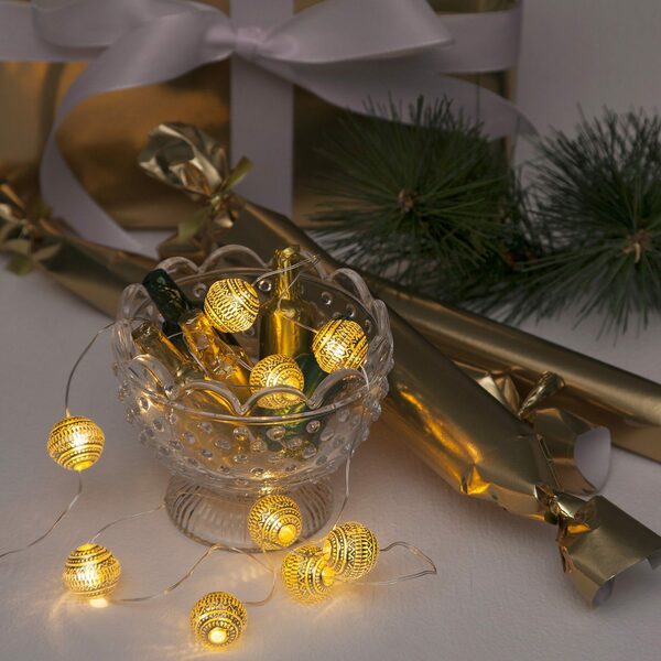 Bild 3 von STAR TRADING LED-Lichterkette LED Draht Lichterkette Mini Kugeln 15 leuchtende goldene Bälle, 10-flammig
