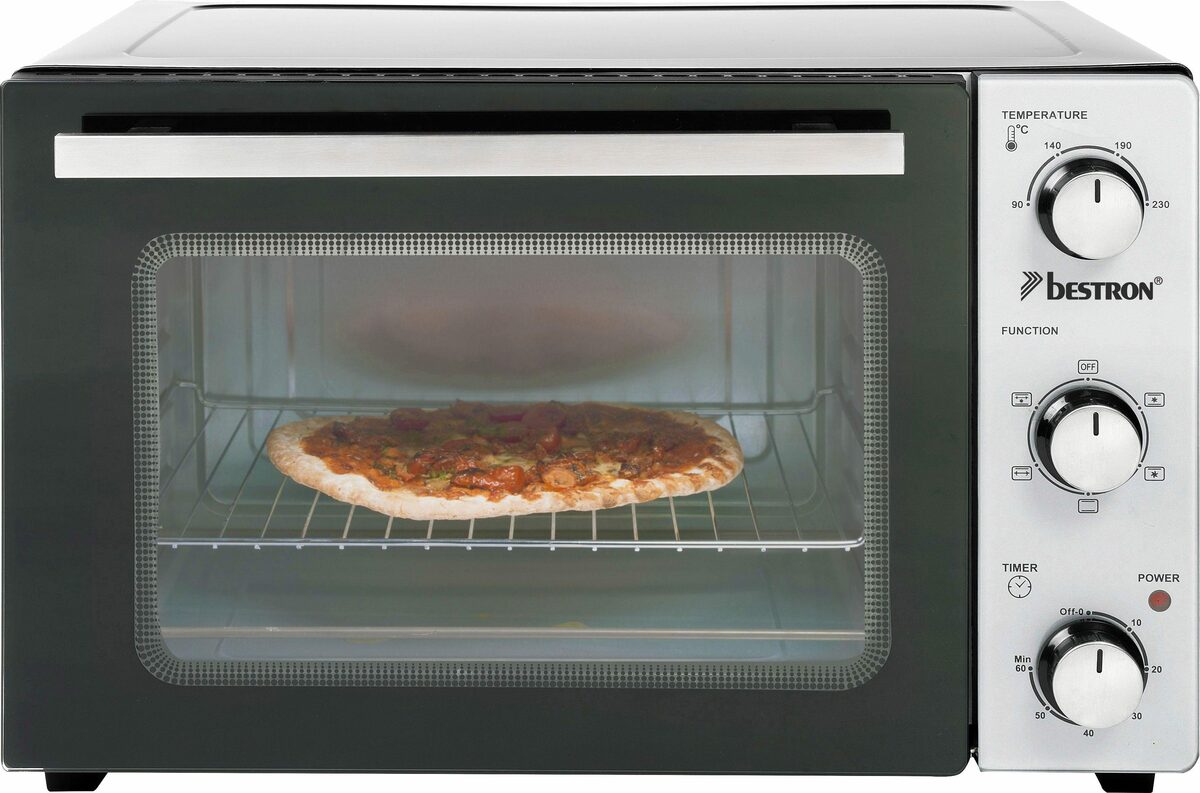 Bild 4 von bestron Minibackofen 2-in-1 Gerät, mit Drehspieß, 1500 W, Edelstahl, Schwarz