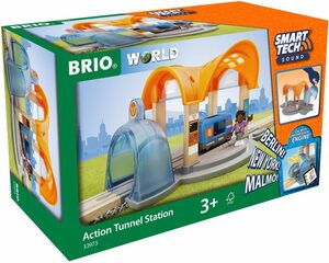 BRIO® Spielzeugeisenbahn-Tunnel Holzspielzeug, BRIO® WORLD, Smart Tech Sound Bahnhof u. Action Tunnel, FSC®- schützt Wald - weltweit