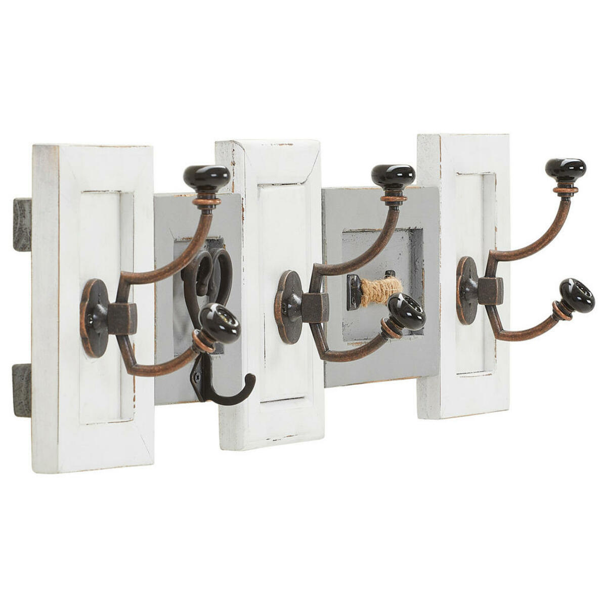 Bild 1 von Landscape Hakenleiste, Grau, Schwarz, Weiß, Holz, Metall, Tanne, massiv, 67x18x11 cm, Bsci, Garderobe, Garderobenleisten & Garderobenhaken, Garderobenleisten