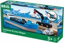 Bild 3 von BRIO® Spielzeugeisenbahn-Erweiterung Holzspielzeug, BRIO® WORLD, Containerschiff mit Kranwagen, FSC®- schützt Wald - weltweit