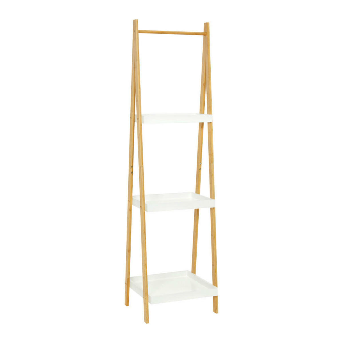 Bild 1 von Bessagi Home Badezimmerregal, Natur, Weiß, Holzwerkstoff, 3 Fächer, 43x160x40 cm, Badezimmer, Badezimmerspiegel, Badspiegel