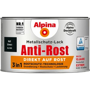 Alpina Metallschutz-Lack Anti-Rost Schwarz matt 300 ml