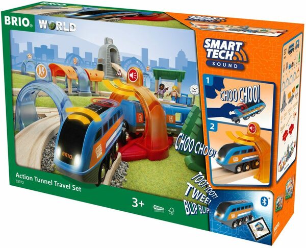 BRIO World - 36047 Orange-schwarzer Reisezug | Batteriebetriebener Spielzeugzug für