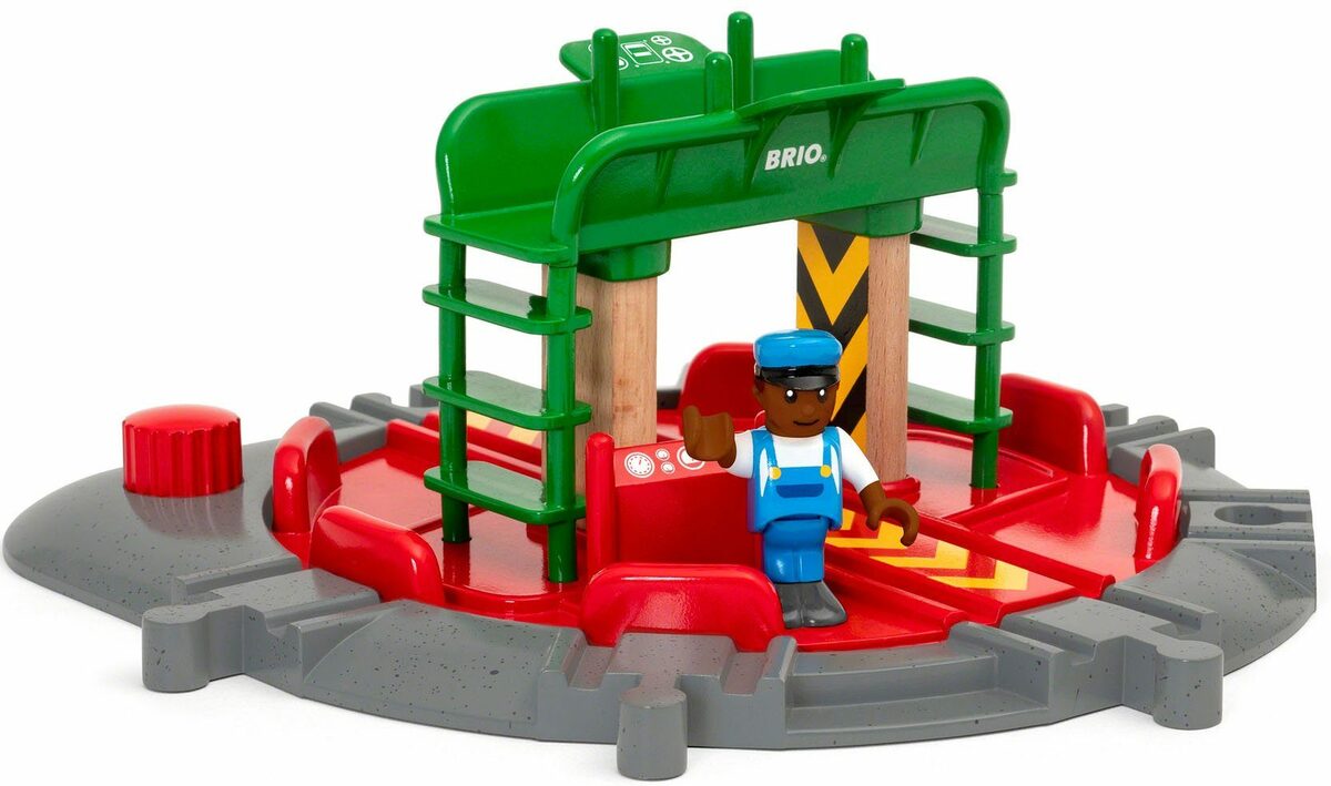 Bild 2 von BRIO® Spielzeugeisenbahn-Brücke Holzspielzeug, BRIO® WORLD, Lok-Drehscheibe mit Kontrollbrücke, FSC®- schützt Wald - weltweit