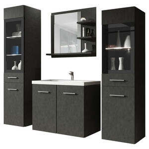 P & B Badmöbel-Set, Anthrazit, 5-teilig, 140x130x35 cm, Fsc, Badezimmer, Badmöbelsets & -serien, Badmöbel-Sets