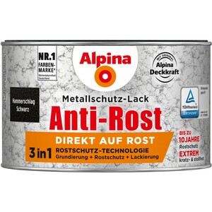 Alpina Metallschutz-Lack Anti-Rost Schwarz Hammerschlag 300 ml