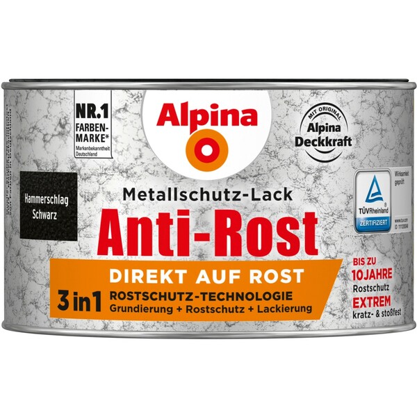 Bild 1 von Alpina Metallschutz-Lack Anti-Rost Schwarz Hammerschlag 300 ml