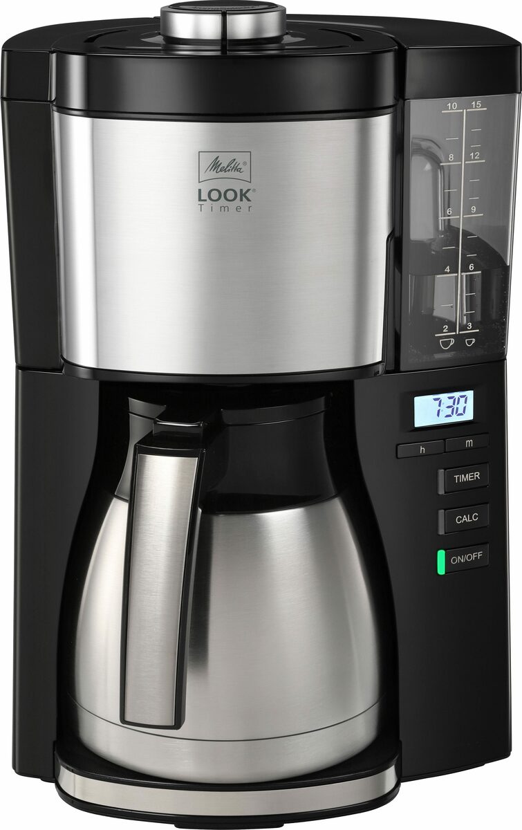 Bild 1 von Melitta Filterkaffeemaschine LOOK® Therm Timer 1025-18 schwarz, 1,25l Kaffeekanne, Papierfilter 1x4