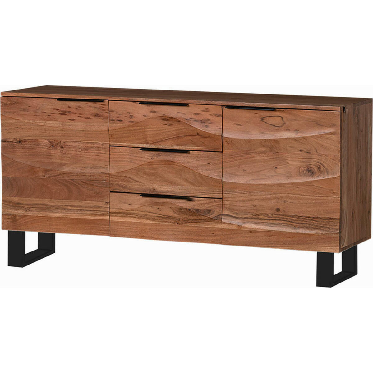 Bild 1 von Livetastic Sideboard, Schwarz, Akazie, Metall, Akazie, Holz, 2 Fächer, 3 Schubladen, 145x76x40 cm, stehend, Wohnzimmer, Kommoden & Sideboards, Sideboards