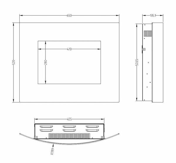 Bild 2 von Heathus Elektrokamin Wedel, 1400-1600 W, regelbares Flammenbild, Fernbedienung, Timer