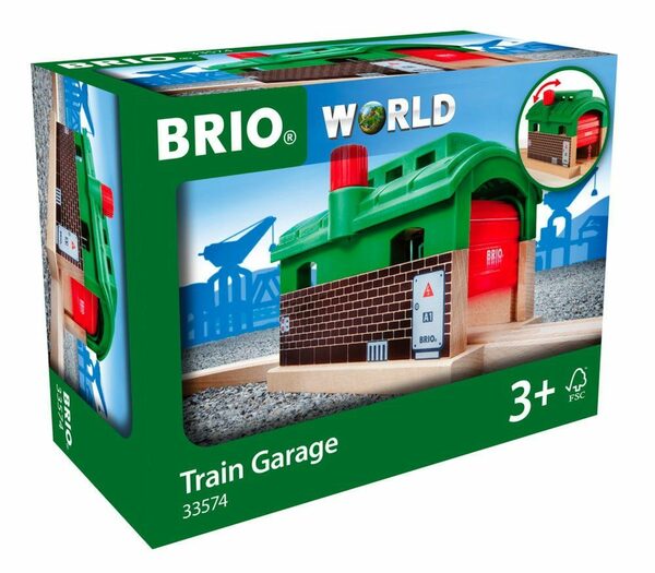 Bild 1 von BRIO® Spielzeugeisenbahn-Gebäude Brio World Eisenbahn Gebäude Lokschuppen mit Rolltor 33574