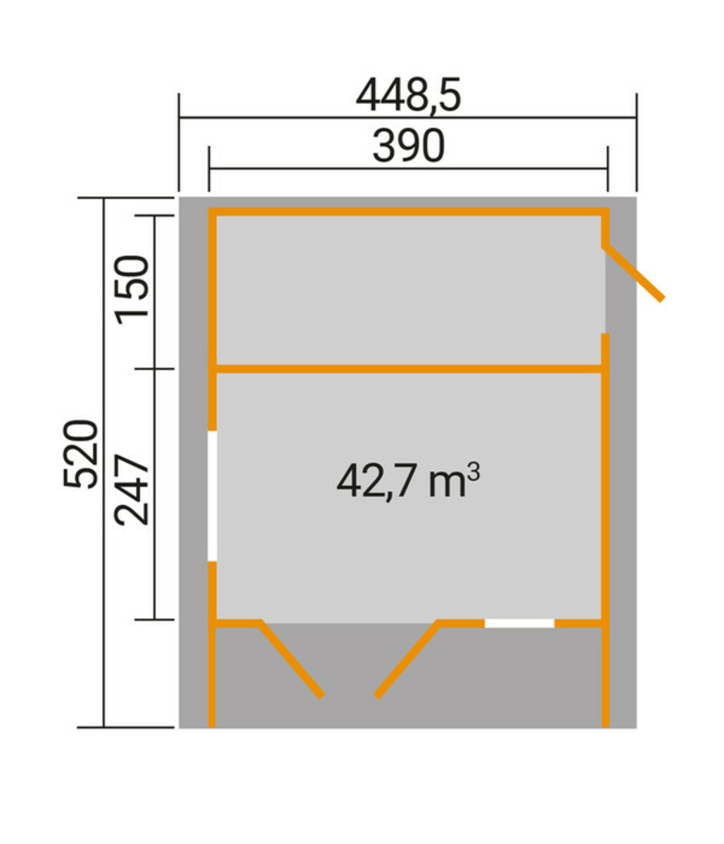 Bild 3 von Weka Gartenhaus M 445 Gr. 1, ca. B448,5/H330,6/T520 cm