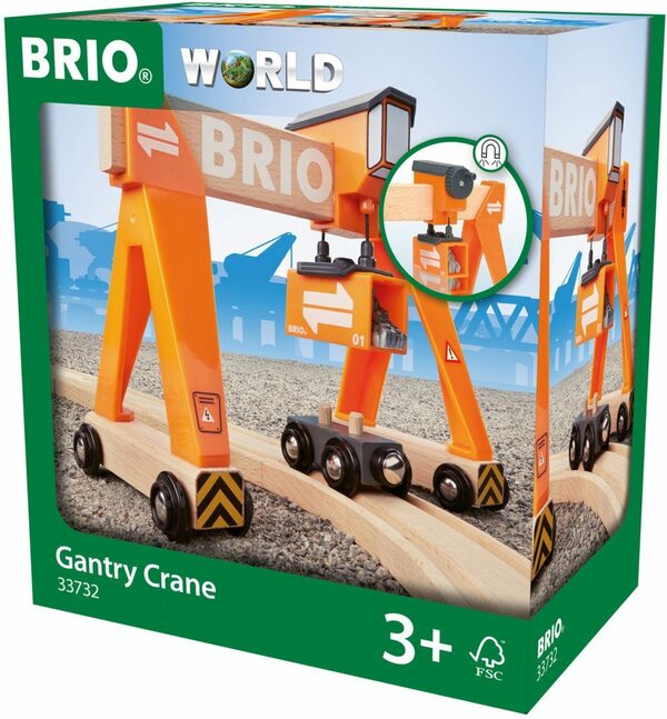 Bild 3 von BRIO® Spielzeugeisenbahn-Erweiterung Holzspielzeug, BRIO® WORLD, Container-Verladekran, FSC®- schützt Wald - weltweit