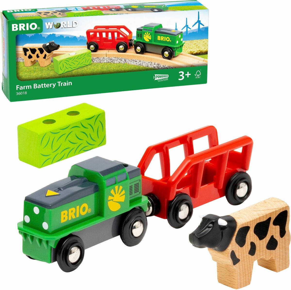 Bild 1 von BRIO® Spielzeug-Eisenbahn BRIO® WORLD, Bauernhof Batterie-Zug, FSC®- schützt Wald - weltweit