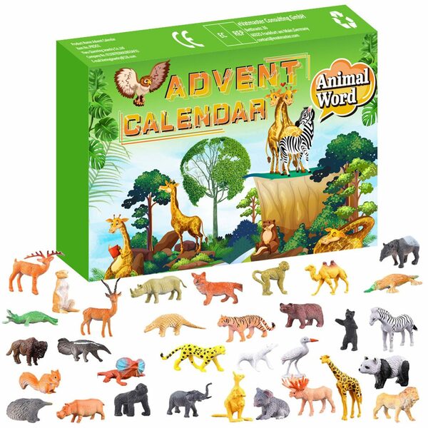 Bild 1 von farfi Adventskalender 24 Teile/satz Kalender Boxen PVC Tier Welt Adventskalender (24 Stück), Animal World Advent Calendar