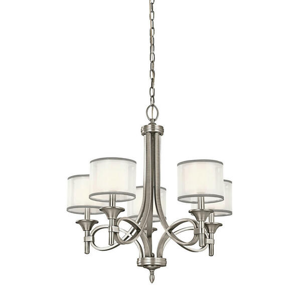 Bild 1 von Kronleuchter Elstead Lacey, Silber, Glas, Metall, 75.6 cm, Grüner Punkt, RoHS, höhenverstellbar, Lampen & Leuchten, Innenbeleuchtung, Hängelampen, Kronleuchter