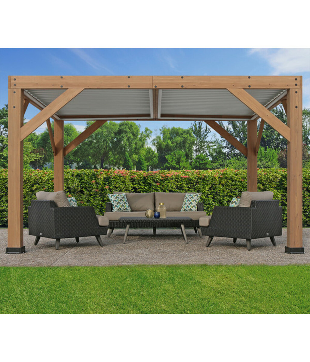 Bild 3 von Westmann Zedernholz-Pavillon Karl, mit Lamellendach, ca. B396/H251/T335 cm