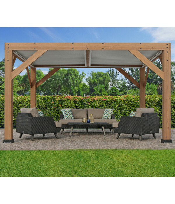 Bild 3 von Westmann Zedernholz-Pavillon Karl, mit Lamellendach, ca. B396/H251/T335 cm