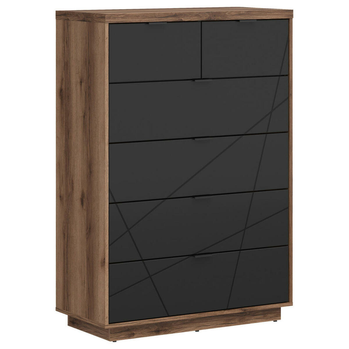Bild 1 von Kommode, Schwarz, Eiche, Holzwerkstoff, 6 Schubladen, 90x130.5x42.5 cm, Wohnzimmer, Kommoden & Sideboards, Kommoden