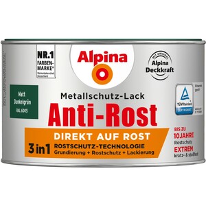 Alpina Metallschutz-Lack Anti-Rost Dunkelgrün matt 300 ml