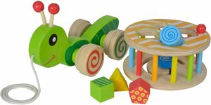 Eichhorn Nachziehtier Holzspielzeug, Color, Nachzieh-Stecktier, Fördert die Motorik und die Wahrnehmung von Farben und Formen