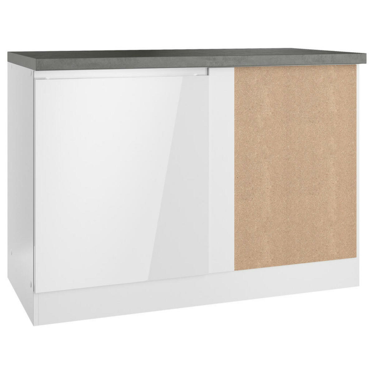 Bild 1 von Held Eckunterschrank, Grau, Weiß, Weiß Hochglanz, Holzwerkstoff, 1 Fächer, 120x86x60 cm, Made in Germany, Küchen, Küchenmöbel, Küchenschränke, Küchenunterschränke
