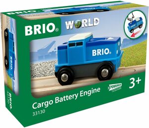BRIO® Spielzeug-Lokomotive BRIO® WORLD, Blaue Batterie-Frachtlok, FSC® - schützt Wald - weltweit