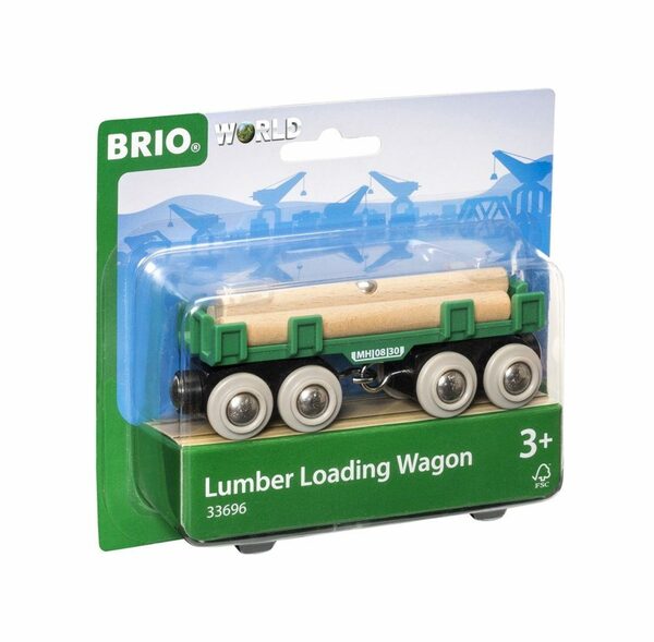 Bild 1 von BRIO® Spielzeugeisenbahn-Lokomotive Brio World Eisenbahn Waggon Langholzwagen 4 Teile 33696