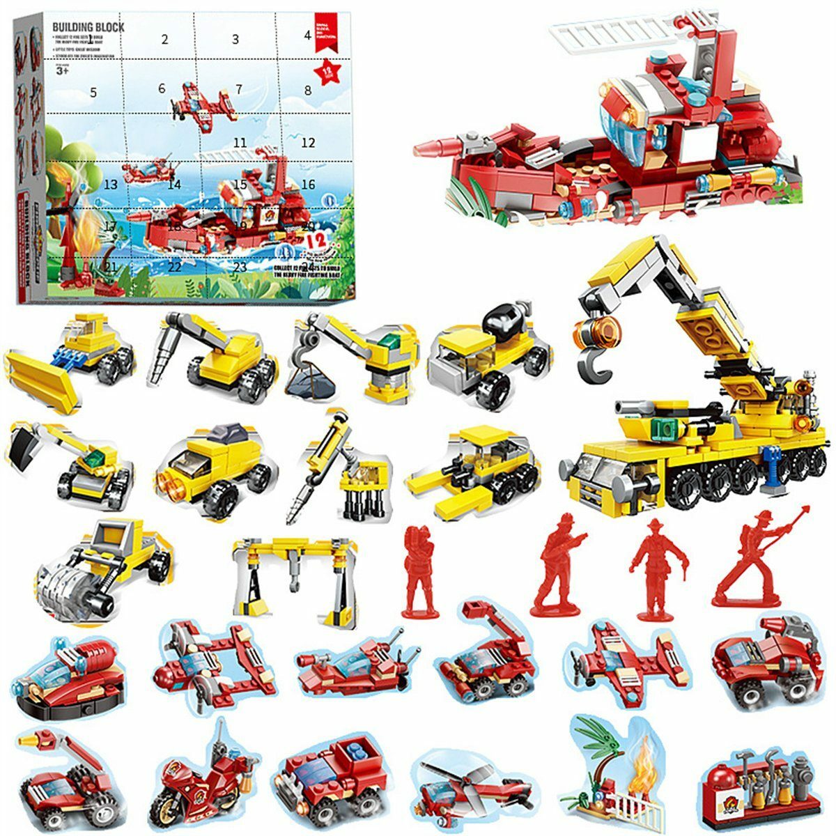 Bild 1 von Discaver Adventskalender Adventskalender 2023, 24-teiliges Baustellenauto-Spielzeugset (1-tlg), Bausteine-Bauspielzeug, das die Kreativität von Kindern fördert