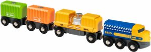 BRIO® Spielzeug-Eisenbahn Güterzug mit drei Waggons, FSC®- schützt Wald - weltweit