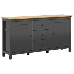 Sideboard, Graphit, Eiche Artisan, Kunststoff, 2 Fächer, 3 Schubladen, 186x96x44 cm, Wohnzimmer, Kommoden & Sideboards, Sideboards