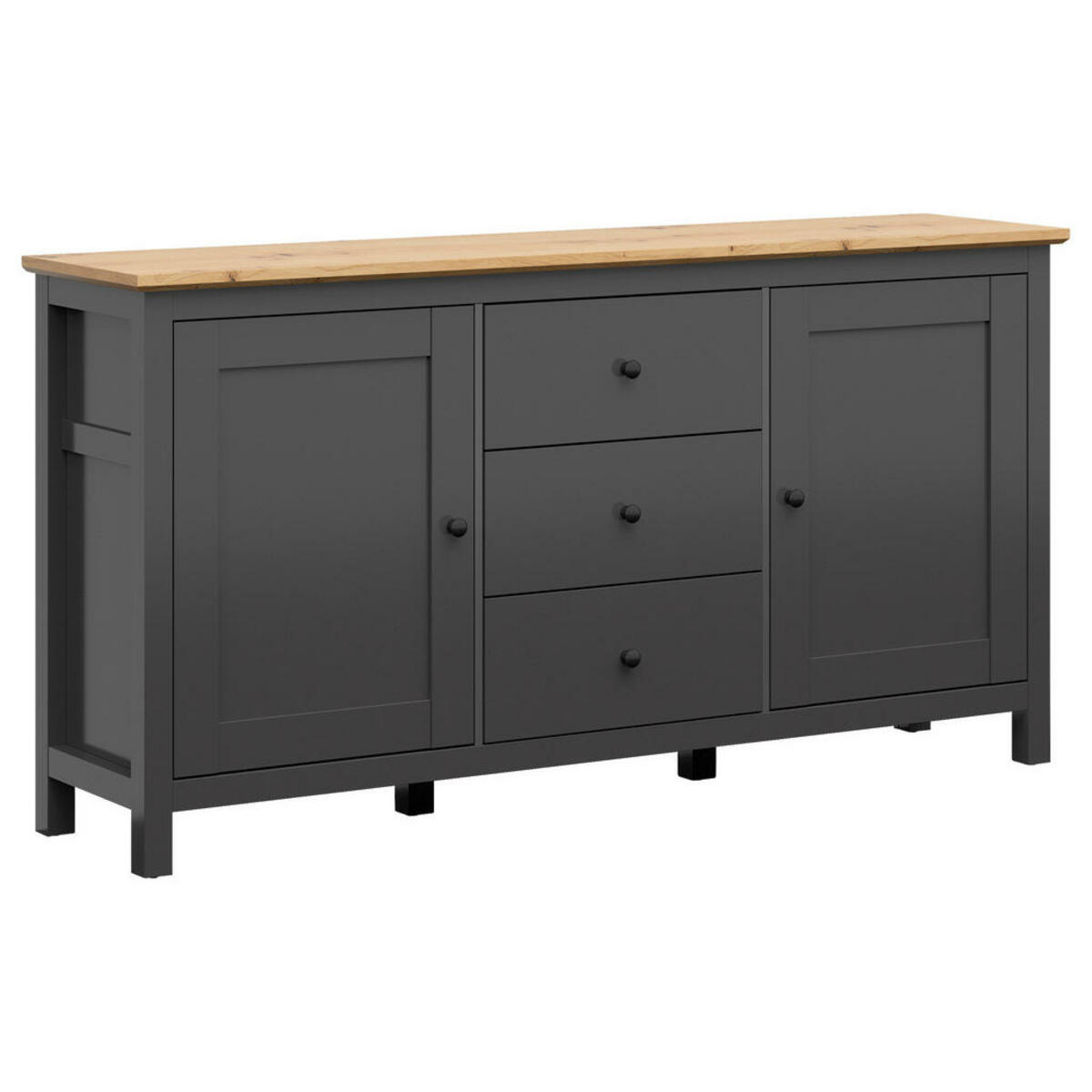 Bild 1 von Sideboard, Graphit, Eiche Artisan, Kunststoff, 2 Fächer, 3 Schubladen, 186x96x44 cm, Wohnzimmer, Kommoden & Sideboards, Sideboards