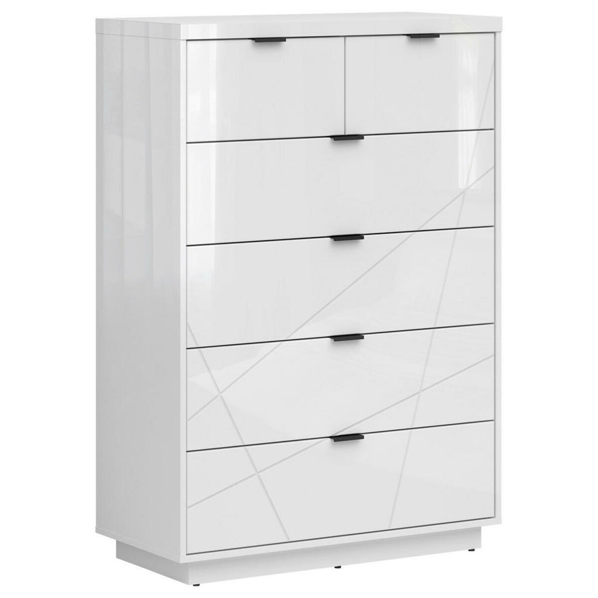 Bild 1 von Kommode, Weiß, Weiß Hochglanz, Holzwerkstoff, 6 Schubladen, 90x130.5x42.5 cm, Wohnzimmer, Kommoden & Sideboards, Kommoden