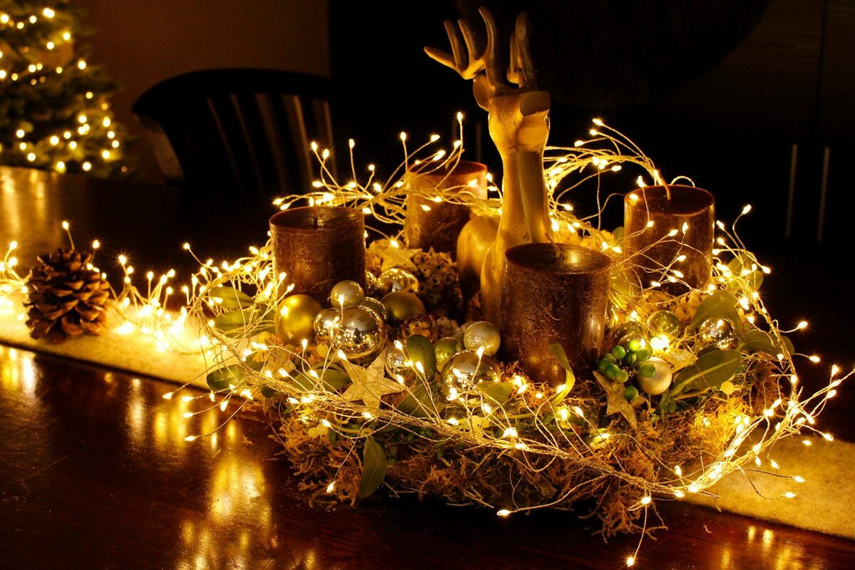 Bild 2 von Arnusa LED-Lichterkette Cluster Leuchtdraht Büschel Lichterbündel LED warmweiß, 480-flammig, mit Steckernetzteil für Innen und Aussen