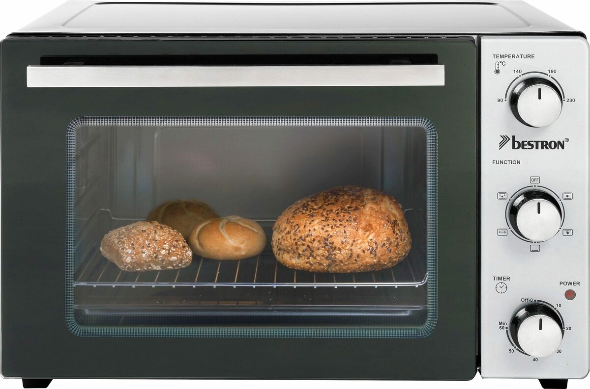 Bild 2 von bestron Minibackofen 2-in-1 Gerät, mit Drehspieß, 1500 W, Edelstahl, Schwarz