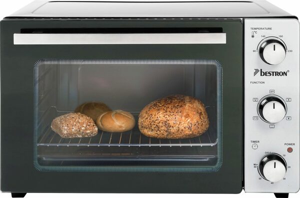 Bild 2 von bestron Minibackofen 2-in-1 Gerät, mit Drehspieß, 1500 W, Edelstahl, Schwarz