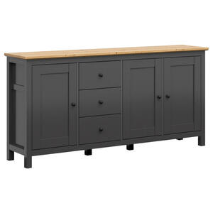 Sideboard, Graphit, Eiche Artisan, Holzwerkstoff, 3 Fächer, 3 Schubladen, 199x96x44 cm, Wohnzimmer, Kommoden & Sideboards, Sideboards