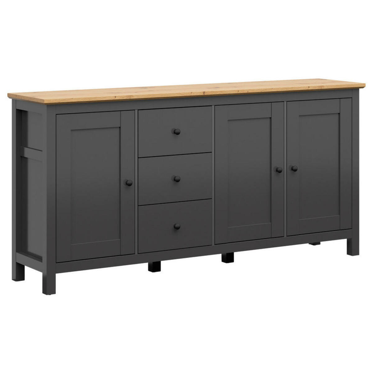 Bild 1 von Sideboard, Graphit, Eiche Artisan, Holzwerkstoff, 3 Fächer, 3 Schubladen, 199x96x44 cm, Wohnzimmer, Kommoden & Sideboards, Sideboards