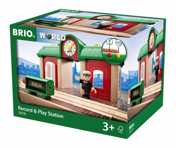 Bild 1 von BRIO® Spielzeugeisenbahn-Gebäude World Eisenbahn Gebäude Sprechender Bahnhof 3 Teile 33578