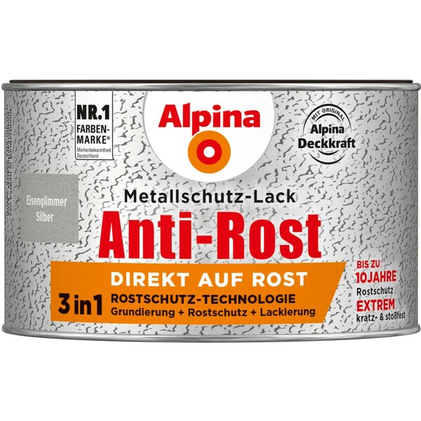 Bild 1 von Alpina Metallschutz-Lack Anti-Rost Silber Eisenglimmer 300 ml