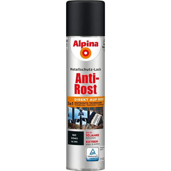 Bild 1 von Alpina Metallschutz-Lack Anti-Rost Spray Schwarz matt 400 ml