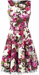 H&R London - Rockabilly Kleid knielang - Audrey 50's - XS bis 4XL - für Damen - Größe L - multicolor