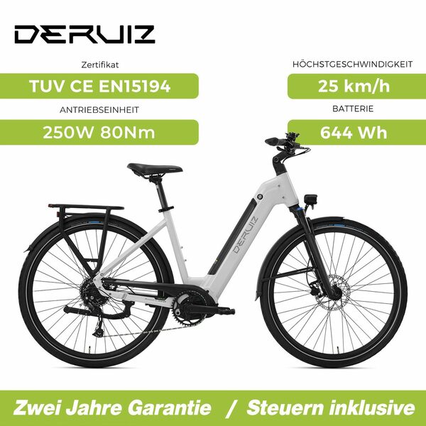 Bild 3 von DERUIZ E-Bike MICA-G 28 Zoll E-Bike 250W 80Nm Mittelmotor, 48V / 644Wh Akku, 9 Gang SHIMANO SHIMANO ALTUS, 9-Gang Schaltwerk, Kettenschaltung, Mittelmotor, 644,00 Wh Batterie, (mit Akku-Ladeger