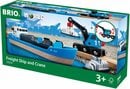 Bild 2 von BRIO® Spielzeugeisenbahn-Erweiterung Holzspielzeug, BRIO® WORLD, Containerschiff mit Kranwagen, FSC®- schützt Wald - weltweit