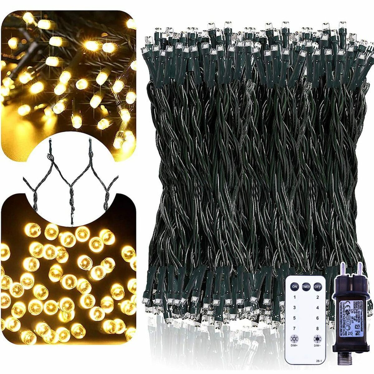 Bild 2 von XERSEK LED-Lichterkette Clusterlichterkette Büschellichterkette Speicherfunktion 31V Strom, Innen Außen IP44 Wasserdicht mit Fernbedienung