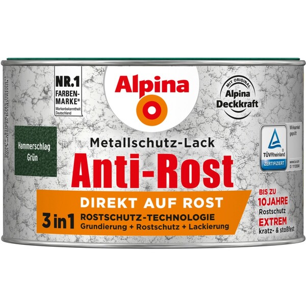 Bild 1 von Alpina Metallschutz-Lack Anti-Rost Grün Hammerschlag 300 ml