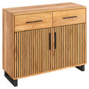 Bild 1 von Carryhome Kommode, Schwarz, Eiche, Holz, furniert, 1 Fächer, 2 Schubladen, 104x85x40 cm, Typenauswahl, Beimöbel erhältlich, stehend, Wohnzimmer, Kommoden & Sideboards, Kommoden